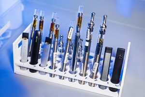 "Line up of different vaping devices"