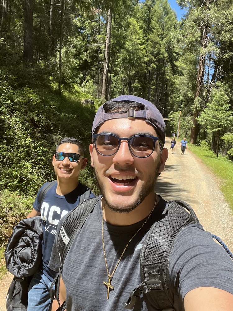 Two people on a hiking trail