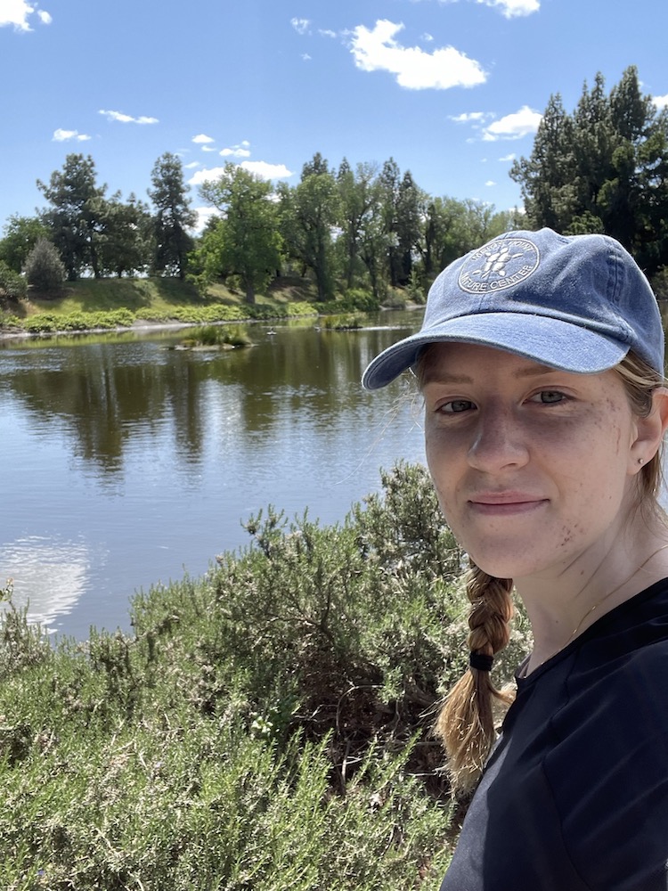 Julia posing in front of the Arboretum waterway