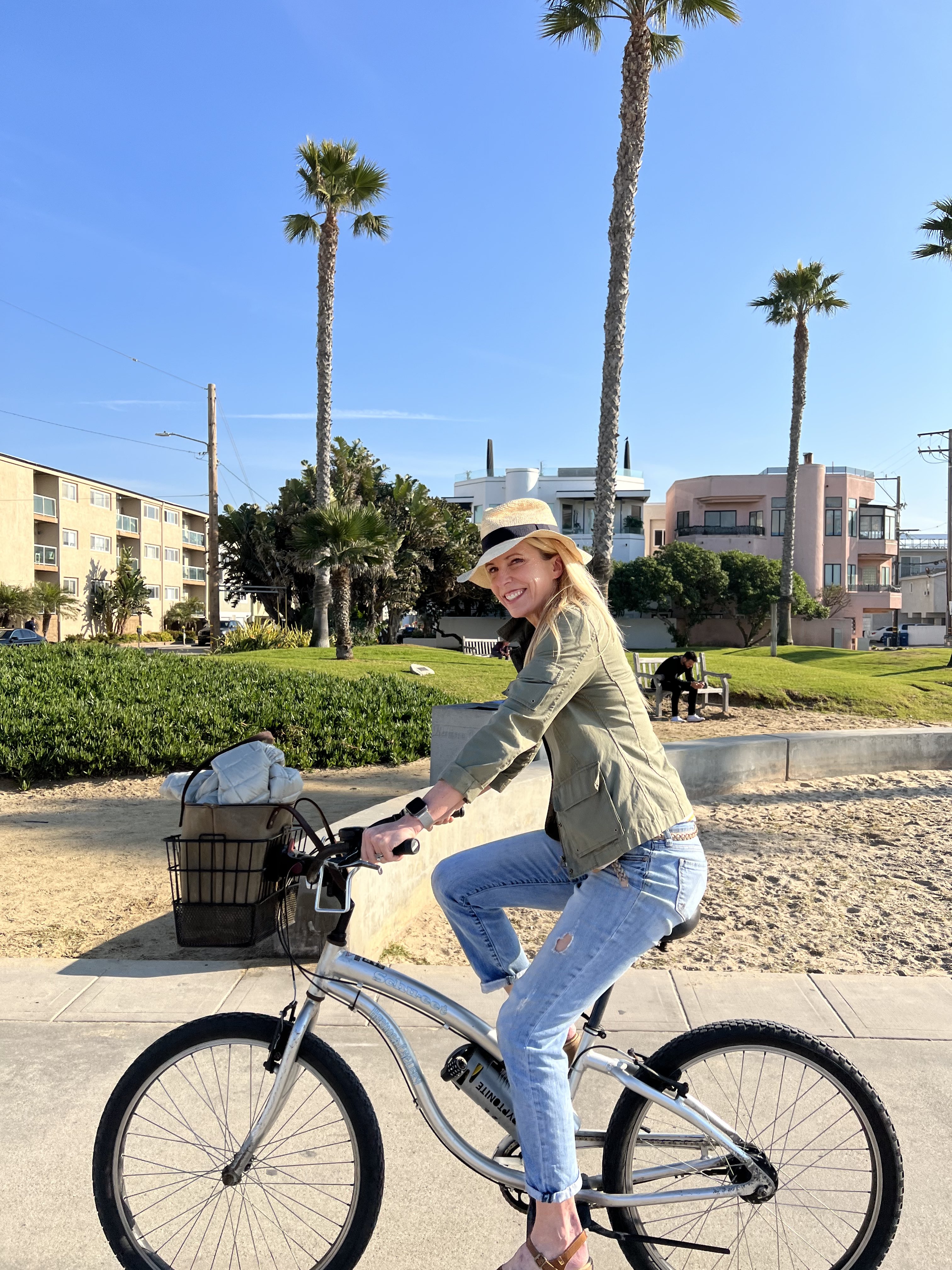 Image of Katie Hetrick on a bike in southern California.