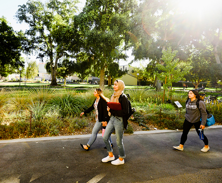 students walking on campus walking loops