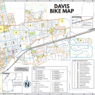 A screenshot of a portion of the Davis Bike Map, which marks routes around Davis