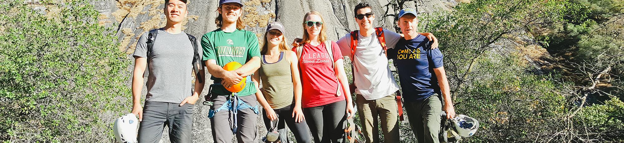 uc davis outdoor adventure group rock climbing toghether